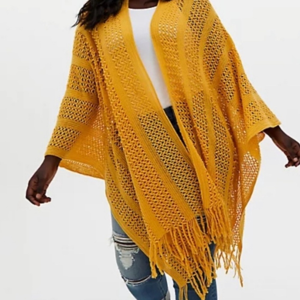 Chic Yellow Woven Kimono